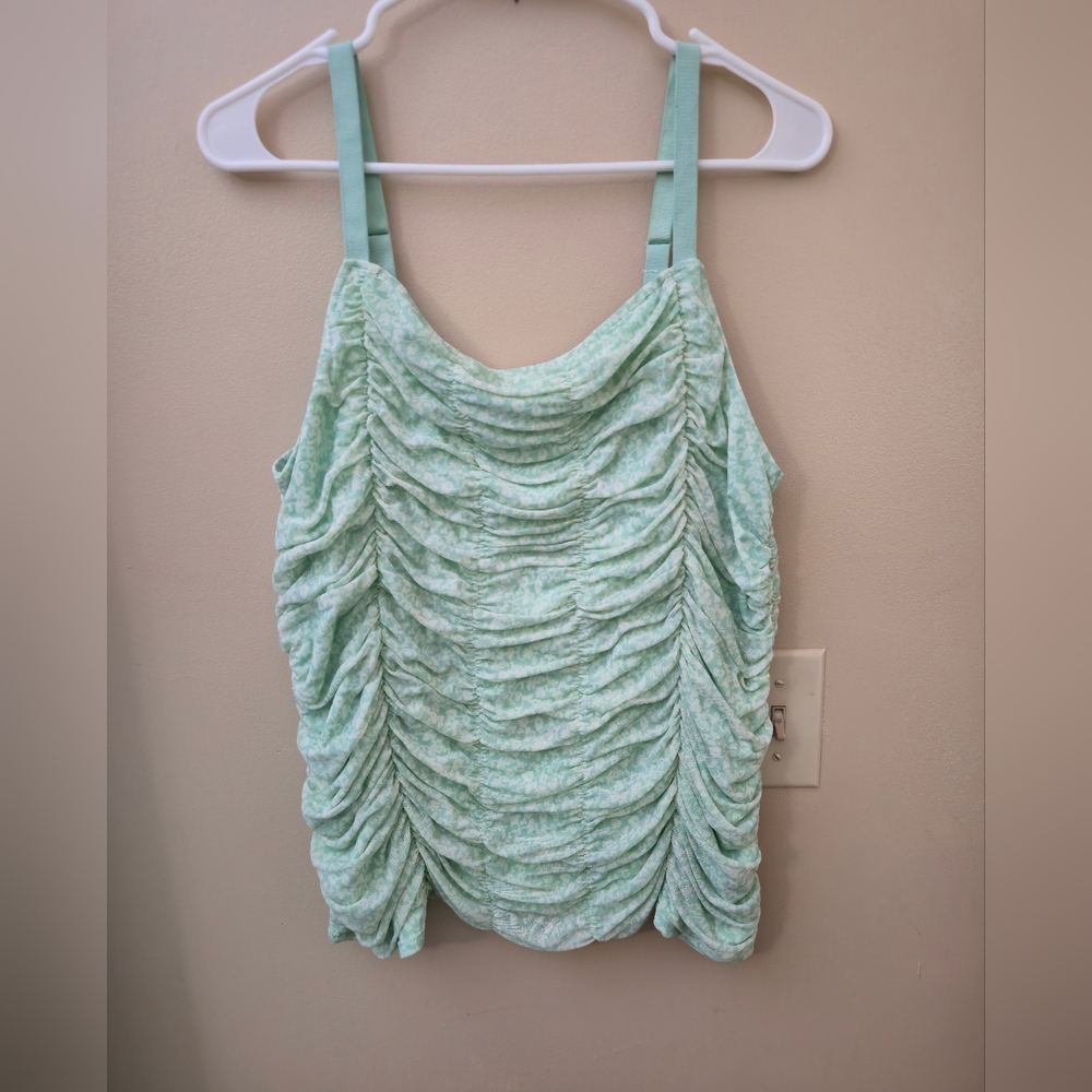Torrid Green NEW NWT TORRID 1  Size Stretch Mesh Cropped Shirred Cami Mint Y2K